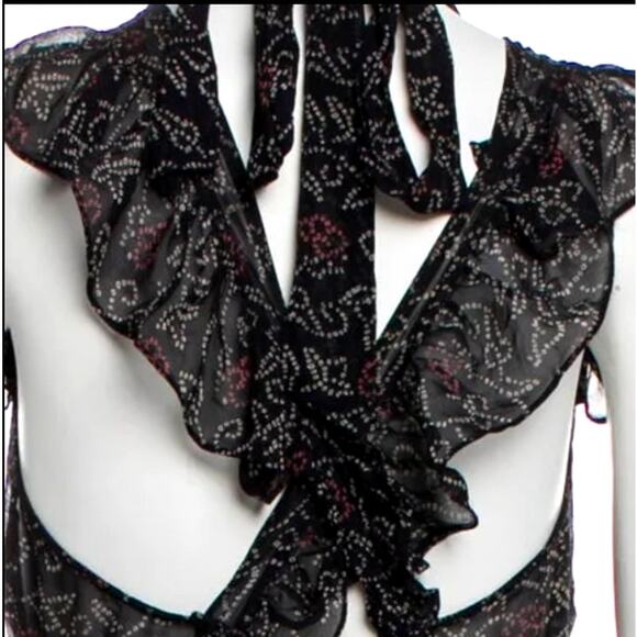 Ulla Johnson 4 Aviva 100% Silk Ruffle Midi Dress Backless Romantic Maxi Black - Picture 8 of 14